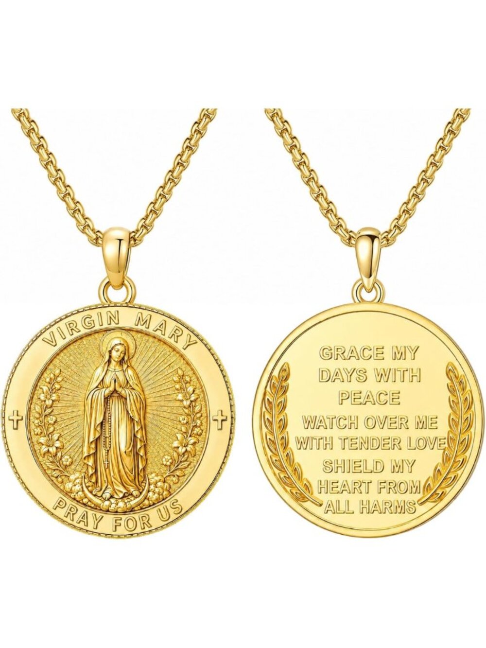 14K Gold Plated Saint Medal Necklace for Men & Women - Patron Pendant Jewelry